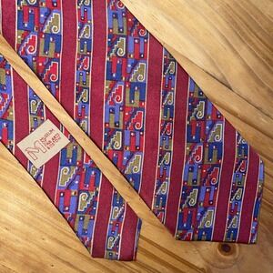 Museum Of Boston Necktie‎ Men Red Silk Business Wedding School Resort Geometric